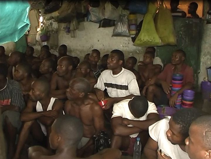 Prisoners listening to radio news